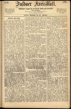 Ausgabe vom Mittwoch, den 12. Februar 1879.