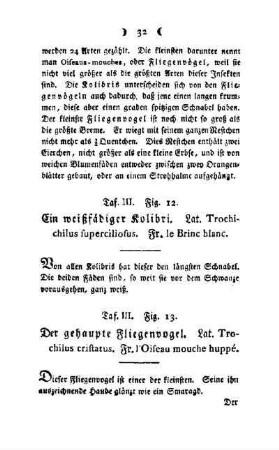 ¬Ein¬ weißfädiger Kolibri : Taf. III, Fig. 12