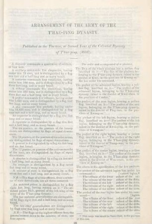 Arrangement of the army of the T'hae-ping dynasty