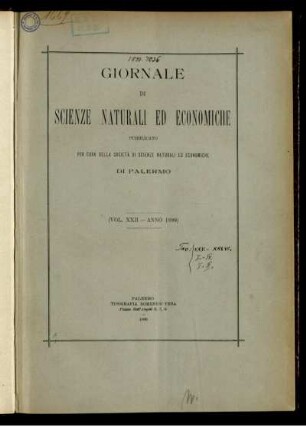 (Vol. XXII - Anno 1899)