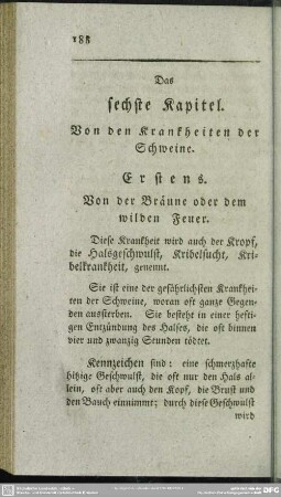 Das sechste Kapitel. Von den Krankheiten der Schweine