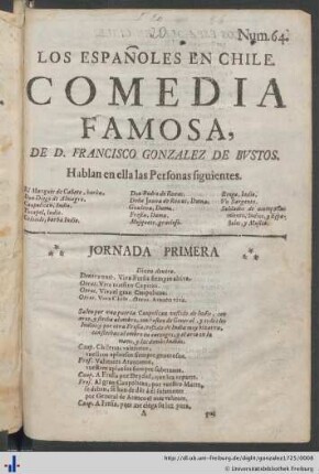 Los Españoles En Chile : Comedia Famosa