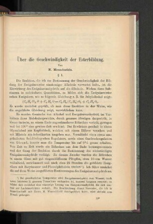 Über die Geschwindigkeit der Esterbildung.
