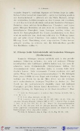 XI. Flüssige hohle Sphärokristalle mit konischen Störungen (Myelinformen)