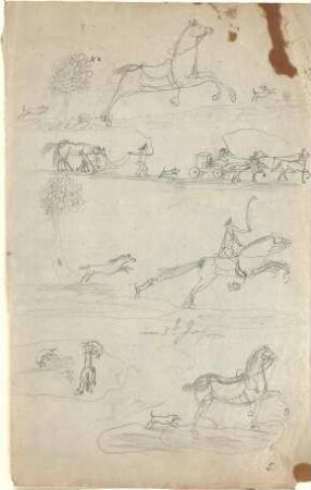 Gärtner, Friedrich von; Frühe Zeichnungen - Jagdszenen (Studie)
