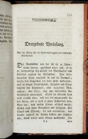Dreyzehnte Vorlesung. Von der Sorge für die Wohlanständigkeit und äußerliche Sittsamkeit.
