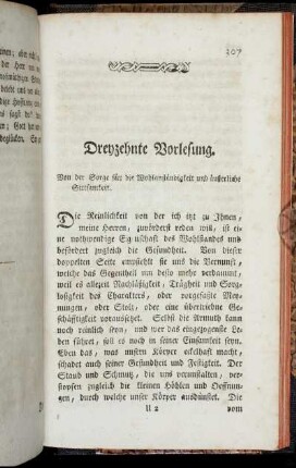 Dreyzehnte Vorlesung. Von der Sorge für die Wohlanständigkeit und äußerliche Sittsamkeit.