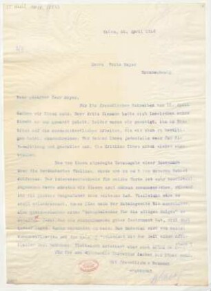 Brief an Fritz Meyer : 22.04.1914