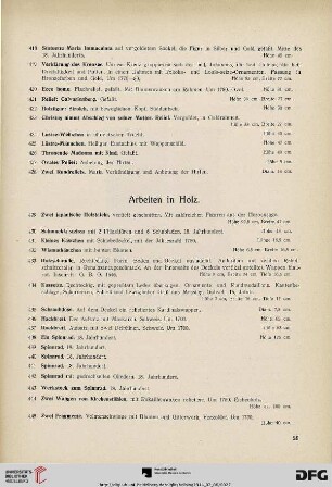 Arbeiten in Holz (Nr. 429-461)