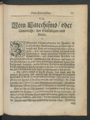 VII. Vom Catechismo / ...