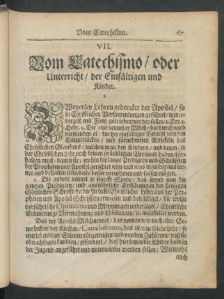 VII. Vom Catechismo / ...