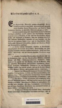 Ad Imperatorem allerunterthänigste Svpplica ... Syndici zu Nürnberg, Herren Bürgermeistere und Rath, entgegen Se Churfürstliche Durchlaucht zu Pfalz und Höchstdero nachgesezte Churfürstliche Regierungen zu Amberg und Neuburg [et]c. [et]c. [et]c. pcto contraventionis Privilegiorum et aliorum gravaminum : Mit Anlagen von lit. A. bis W. incl.