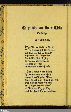 Er passirt an ihrer Thür vorbey
