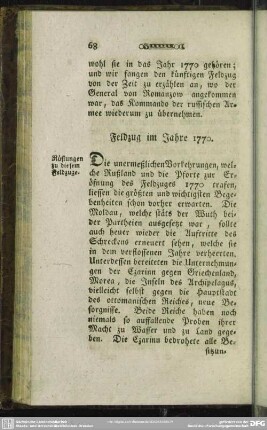 Feldzug im Jahre 1770