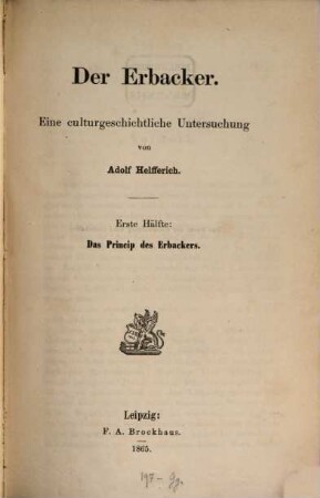 Der Erbacker : eine culturgeschichtliche Untersuchung, 1