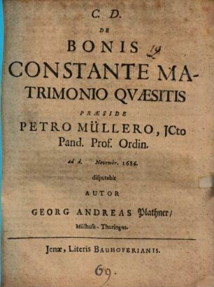 Disp. de bonis constante matrimonio quaesitis