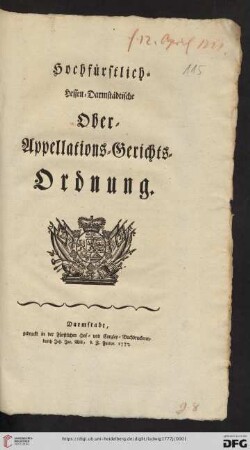 Hochfürstlich-Hessen-Darmstädtische Ober-Appellations-Gerichts-Ordnung