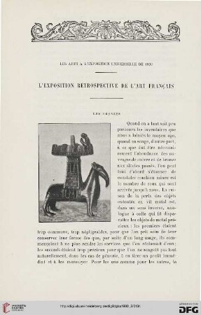 3. Pér. 24.1900: L' exposition rétrospective de l'art français, Les bronzes : les arts à l'Exposition Universelle de 1900