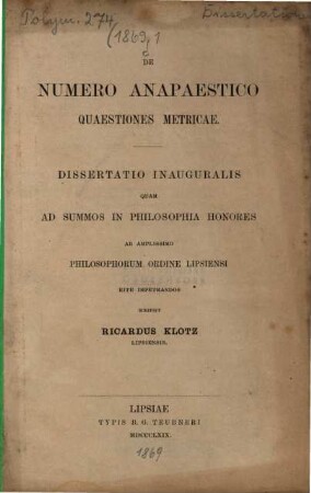 De numero anapaestico quaestiones metricae