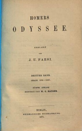 Homers Odyssee, 3. Gesang XVII - XXIV