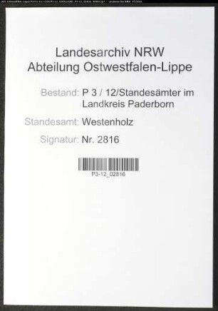 Sterberegister Standesamt Westenholz
