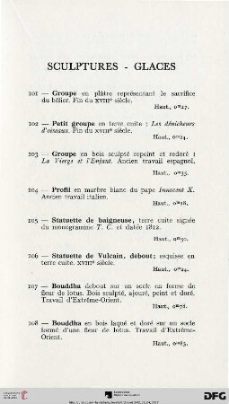 Sculptures - Glaces (Nr. 101-124)