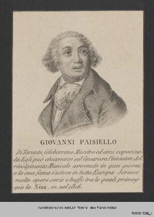 Folge von Bildnissen : Männerbildnisse, Komponisten und Musiker : Bildnis des Giovanni Paisiello