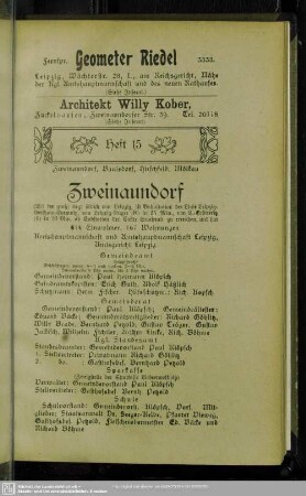 Heft 15. Zweinaundorf. Baalsdorf. Hirschfeld. Mölkau