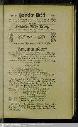 Heft 15. Zweinaundorf. Baalsdorf. Hirschfeld. Mölkau