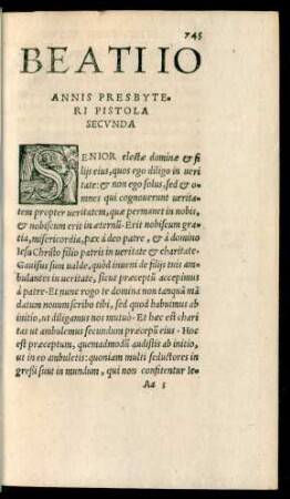 Beati Ioannis Presbyteri Pistola Secunda