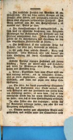 Entwurf der helvetischen Staatsverfassung, von National-Versammlung des Canton Basel angenommen den 15. März 1798