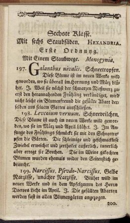Sechste Klasse. Mit sechs Staubfäden. Hexandria