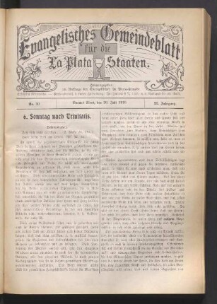 No. 30. 26. Juli 1916. 22. Jahrgang