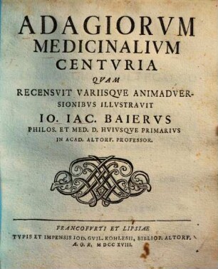 Adagiorum medicinalium centuria