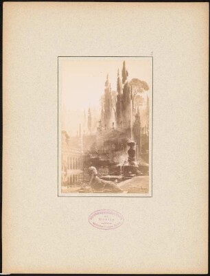 Hauptpartie der südlichen Auffahrt, Rom: Ansicht (aus: Idealprojekt für ein Deutsches Künstlerheim und -werkstatt in Rom, 1886)