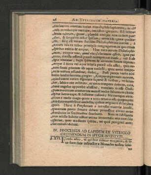IV. Processus ad Lapidem ex Vitriolo Obtinendum in Specie Institvti.
