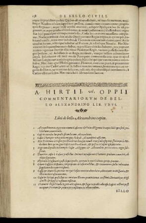 A. Hircii de bello Alexandrino lib. I.