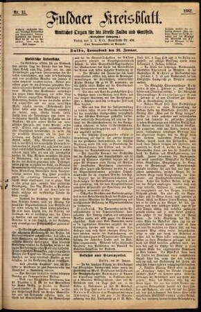 Erste Ausgabe vom Samstag, den 28. Januar 1882.