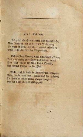 Elegieen und vermischte Gedichte, Erstes Bändchen