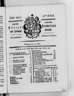 11tes Stück, Ausgabe vom 18. März 1801