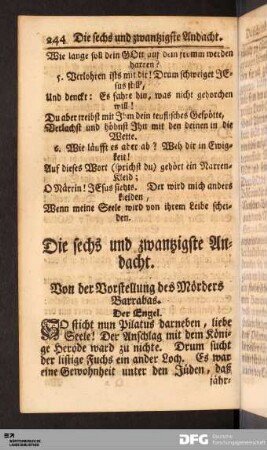 Die sechs und zwantzigste Andacht. Von der Vorstellung des Mörders Barrabas.