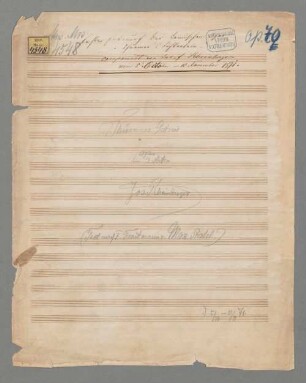 Türmers Töchterlein op. 70 - BSB Mus.ms. 4548 a : Erster Entwurf mit dem Titel "Türmers Gertrud" Oper in 2 Acten. 5.10. - 10.11.71