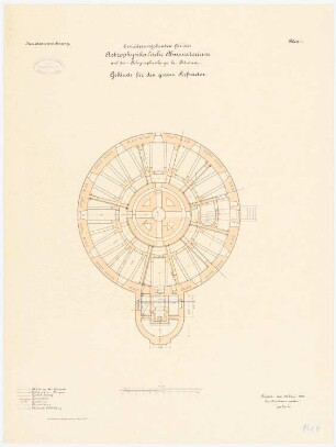 Astrophysikalisches Observatorium auf dem Telegrafenberg, Potsdam: Gebäude für den großen Refraktor: Grundriss Keller 1:100