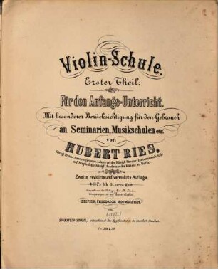 Violin-Schule. 1, Für den Anfangs-Unterricht
