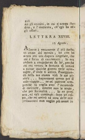 Lettera XXVIII. 12 Agosto (unvollständig)
