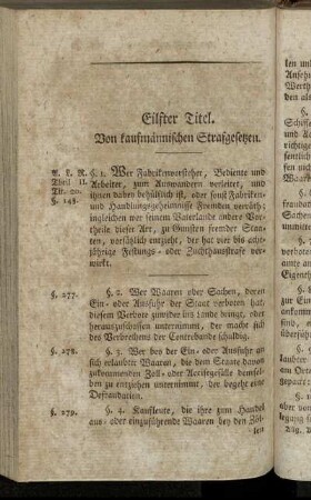 Eilfter Titel. Von kaufmännischen Strafgesetzen