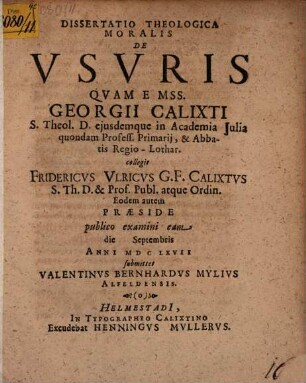 Diss. ... de usuris