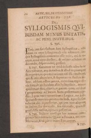 Articulus XIX. De Syllogismis Quibusdam Minus Usitatis, Ac Pene Inutilibus.