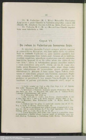 Caput VI. De rebus in Valeriorum honorem fictis