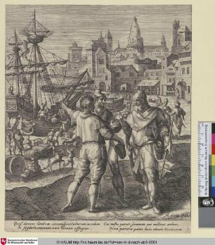 [Jona am Hafen von Joppe; Jonah at the harbour of Joppa negotiating his embarkation, Jon.1:3]